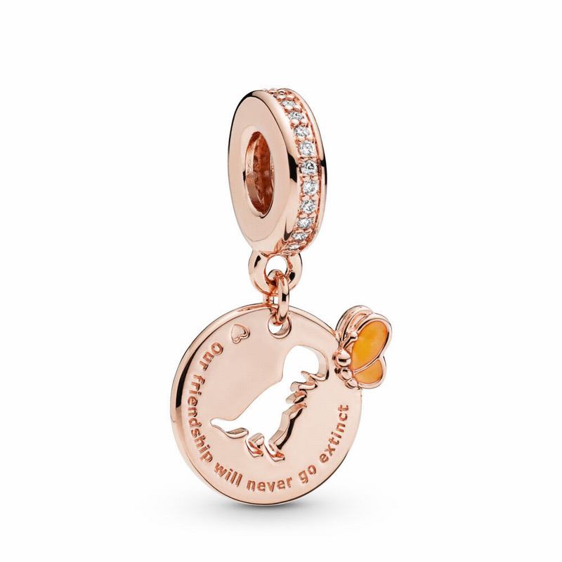 Pandora Australia Dinosaur & Butterfly Friendship Dangle Charm - Pandora Rose™ | VJAFMN843